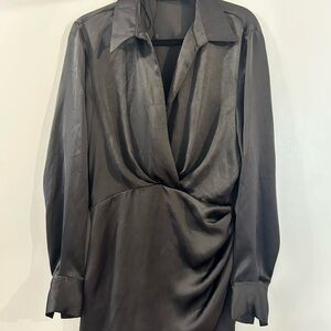 Zara Silk Black Longsleeve Dress
